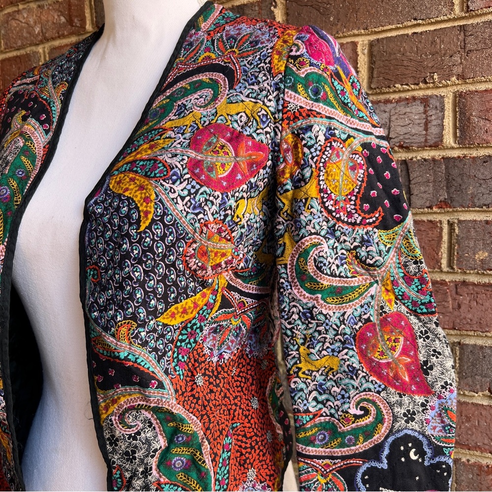 Vintage Multi-Pattern Quilted Cropped Jacket - image 2